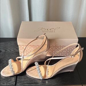 Jewel Badgley Mischka Metallic Wedge Heels